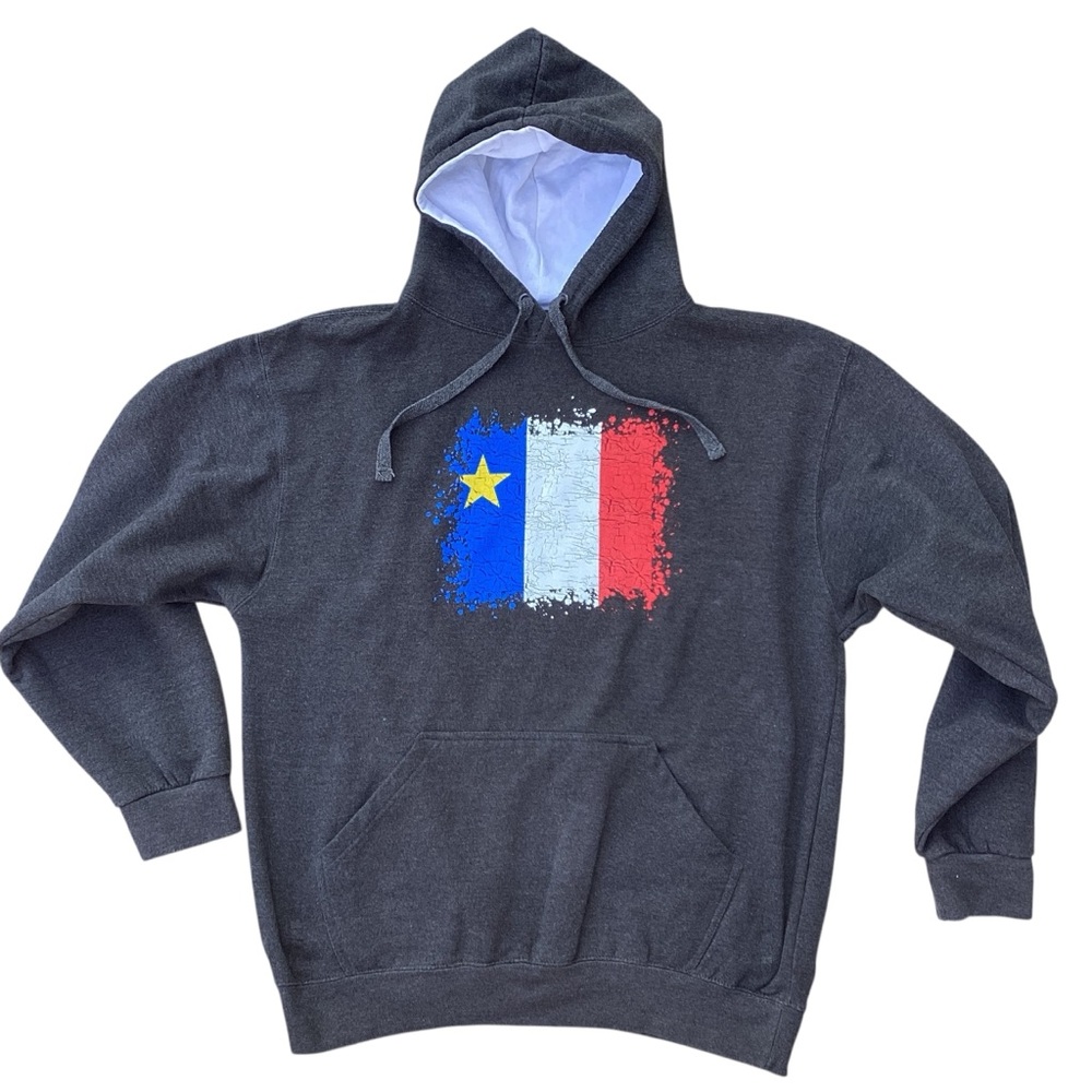 Grey Hoodie with Acadian Flag Graphic XL - Picture 2 of 12